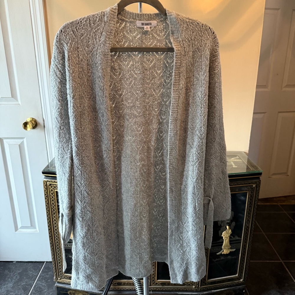 Gray Open-Front Cardigan